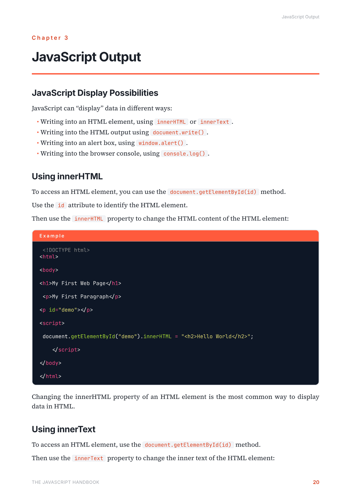 Sample page from the JavaScript PDF