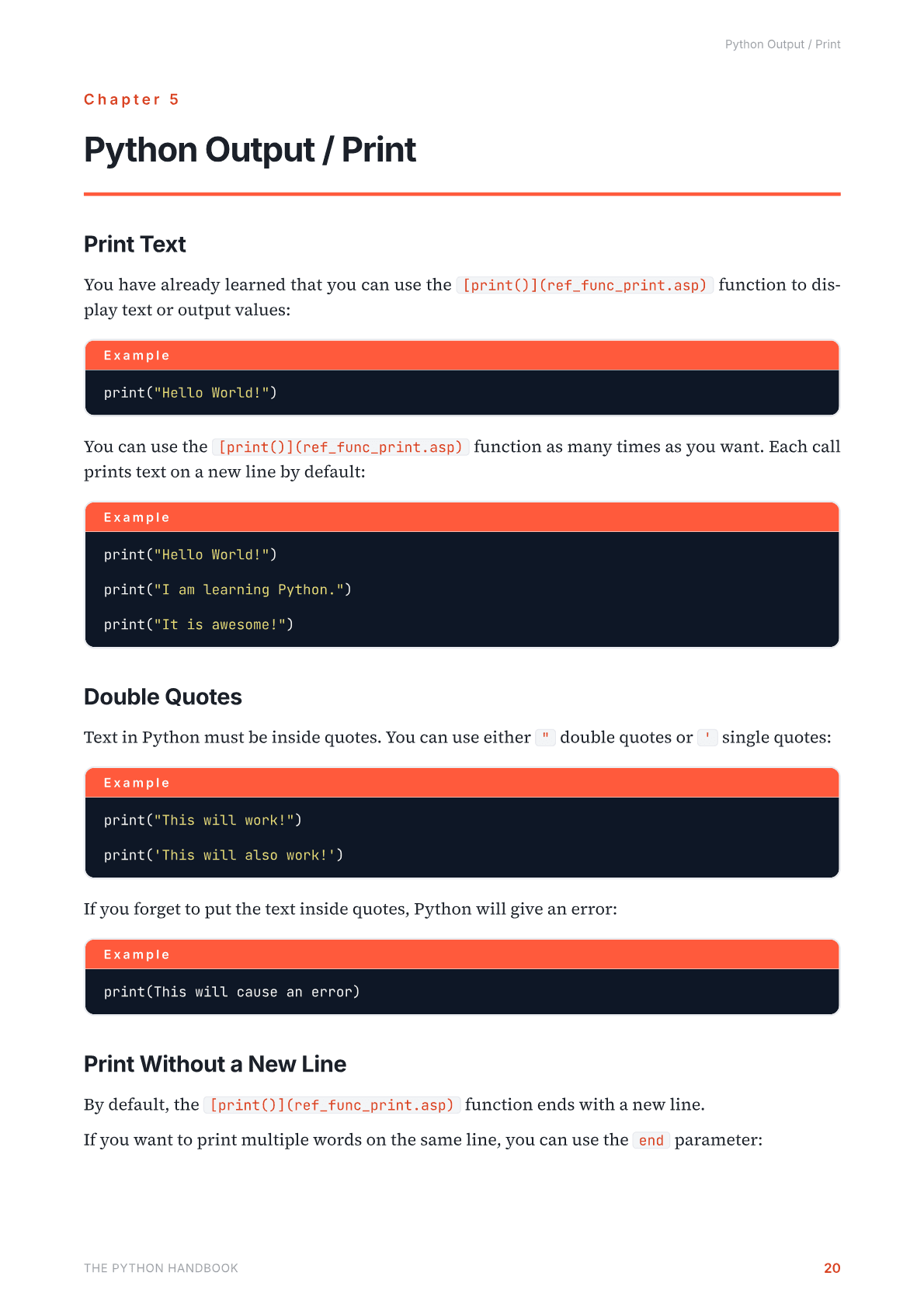 Sample page from the Python PDF