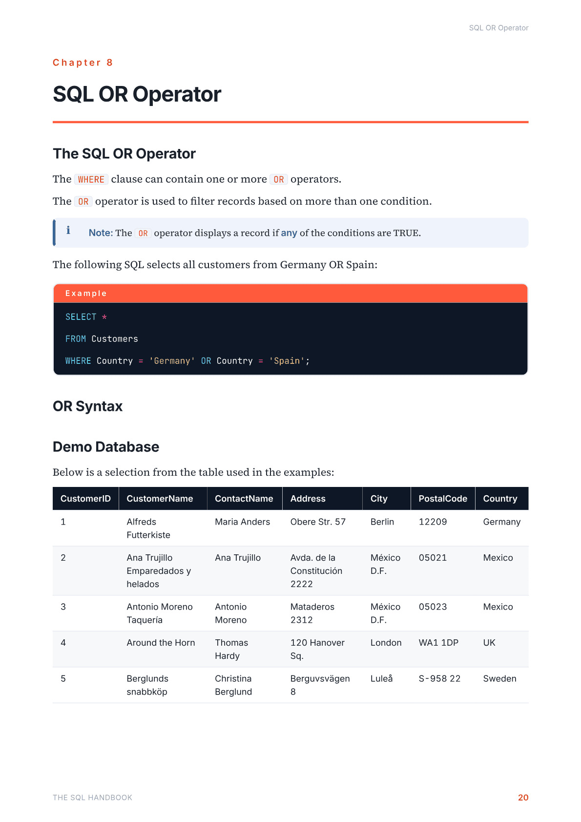 Sample page from the SQL PDF